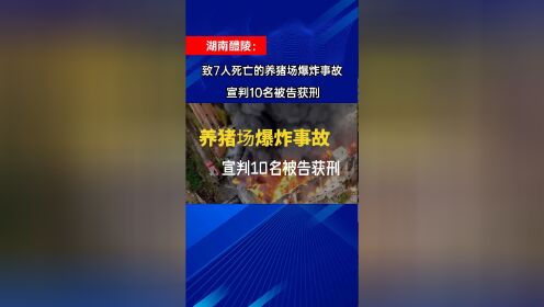 湖南一养猪场爆炸致7死 10人获刑